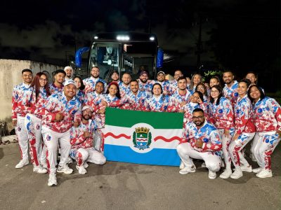 Com apoio da Prefeitura de Maceió, Coco de Roda Reviver embarcou para o Paraná, onde representa a capital alagoana na 19ª edição do Festival de Folclore de Quinta do Sol. Foto: Cortesia